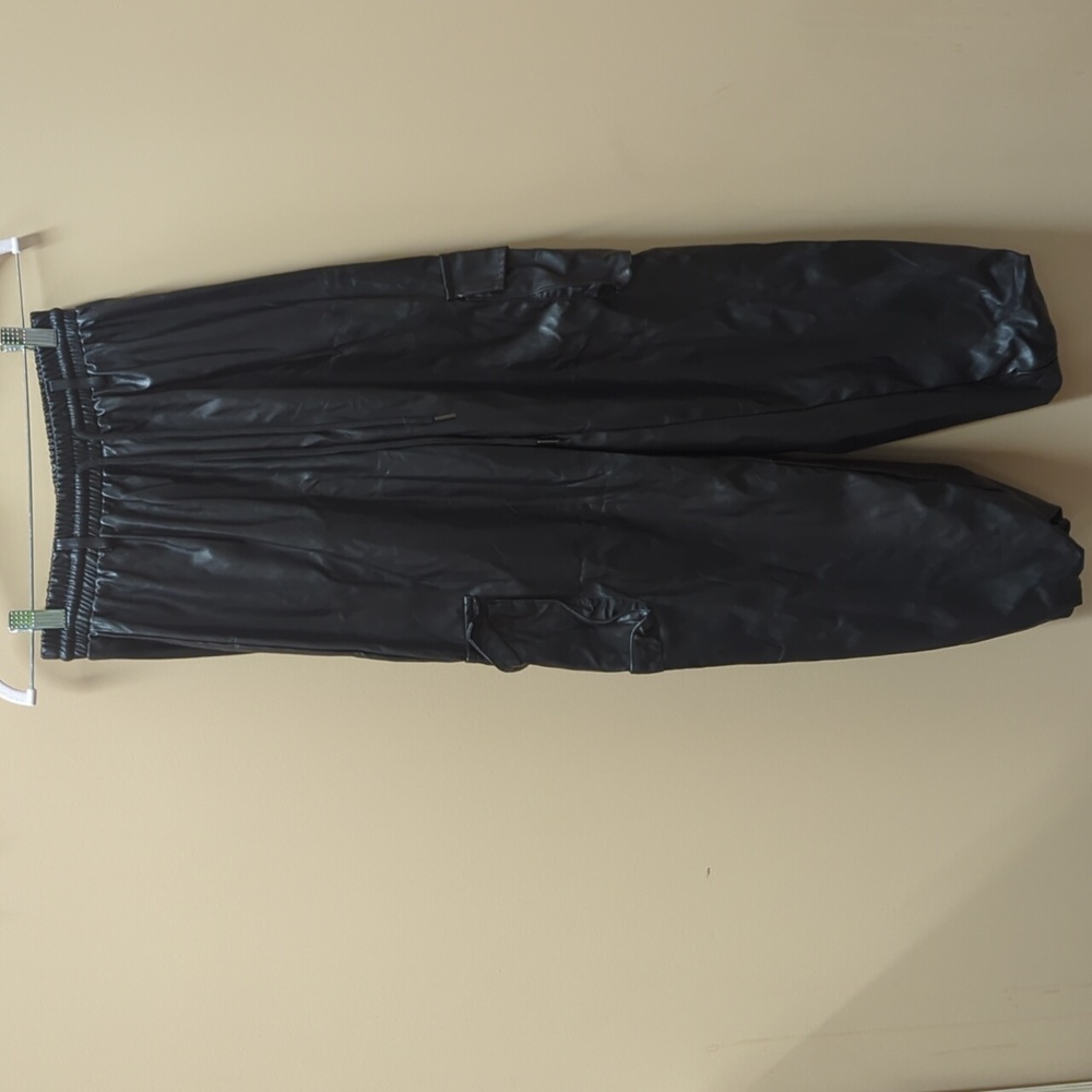 Black Leather Cargo Pants